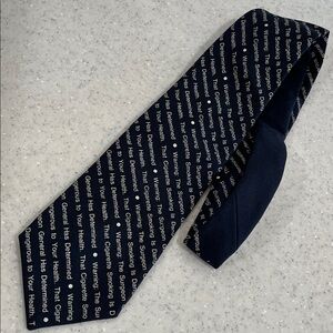 Vtg Novelty Necktie Tie Surgeon General's Warning Cigarette Smoking Dangerous